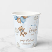 Floating Teddy Bear Blue Baby Dusche Pappbecher (Rückseite)