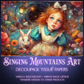 Floating Through Fantasy Alice Rabbit Decoupage Seidenpapier