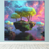 Floating Turquoise Tree Islands Neon Sky Leinwanddruck (Insitu (Holzboden))