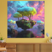 Floating Turquoise Tree Islands Neon Sky Leinwanddruck (Insitu (Wohnzimmer))