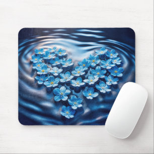 Floating Vergessen-Me-Not Blue Heart Mousepad