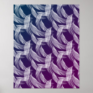 Floating White Feathers Poster