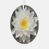 Floating White Wasserlilie Lotus Ornament Aus Glas (Vorderseite links)