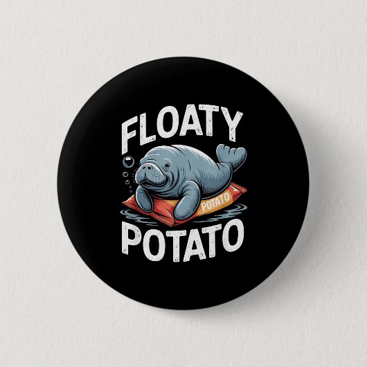 Floaty Tatoes Manatee Funny Sea Cow Ocean Animal L Button (Vorderseite)
