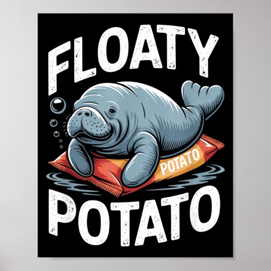 Floaty Tatoes Manatee Funny Sea Cow Ocean Animal L Poster (Vorne)