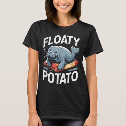 Floaty Tatoes Manatee Funny Sea Cow Ocean Animal L T-Shirt (Vorderseite)