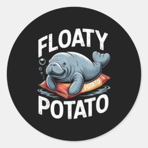 Floaty Tatoes Manatee Lustige Seekuh Ozean Tier L Runder Aufkleber