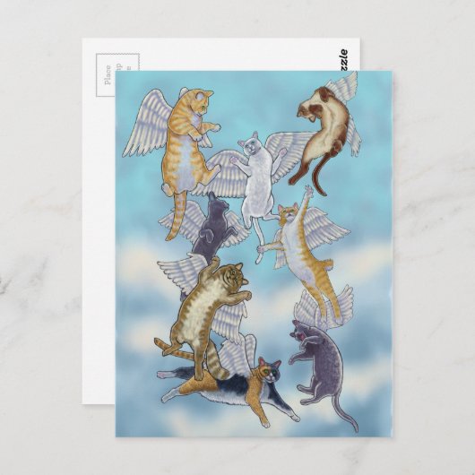 Flock der Engel-Katzen Postkarte (Vorne/Hinten)