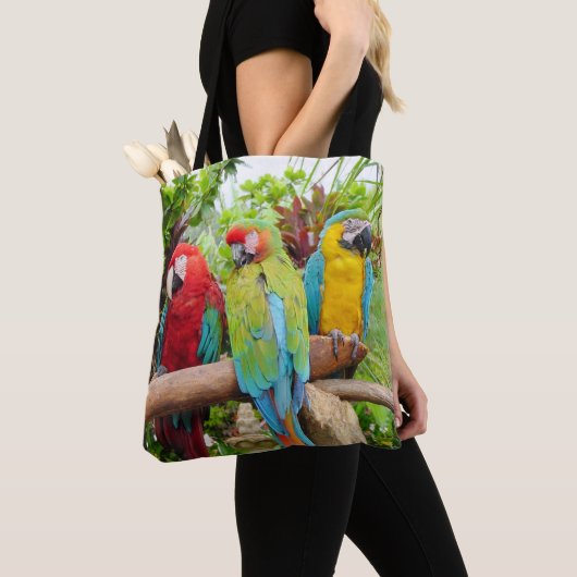 Flock der farbenfrohen Ara Parrots Tasche (Von Nahem)