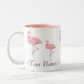 Flock des rosa Flamingos-Individuellen Namens Zweifarbige Tasse (Links)