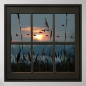 Flock of Birds Imitate Fenster Illusion 24x24 Schw Poster (Vorne)