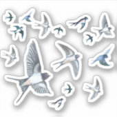 Flock of Fly Swallow Birds Illustration Aufkleber (Vorderseite)