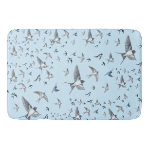 Flock of Fly Swallow Birds Illustration Badematte