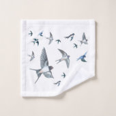 Flock of Fly Swallow Birds Illustration Badhandtuch Set (Waschlappen)