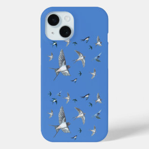 Flock of Fly Swallow Birds Illustration Blau Case-Mate iPhone Hülle