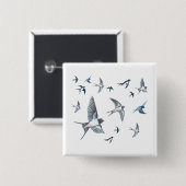 Flock of Fly Swallow Birds Illustration Button (Vorne & Hinten)