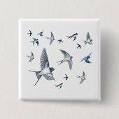 Flock of Fly Swallow Birds Illustration Button (Vorderseite)