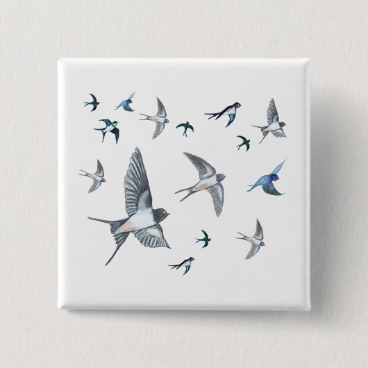 Flock of Fly Swallow Birds Illustration Button (Vorderseite)