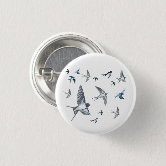 Flock of Fly Swallow Birds Illustration Button (Vorne & Hinten)