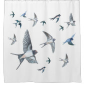 Flock of Fly Swallow Birds Illustration Duschvorhang (Vorderseite)