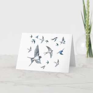 Flock of Fly Swallow Birds Illustration Feiertagskarte
