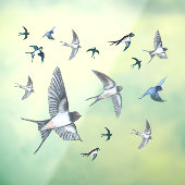 Flock of Fly Swallow Birds Illustration Fensteraufkleber (Blatt 3)