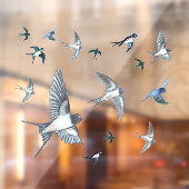Flock of Fly Swallow Birds Illustration Fensteraufkleber (Blatt 2)