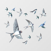 Flock of Fly Swallow Birds Illustration Fensteraufkleber (Blatt)