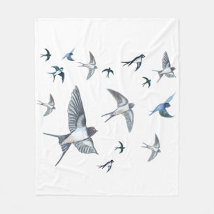 Flock of Fly Swallow Birds Illustration Fleecedecke