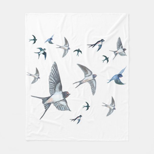 Flock of Fly Swallow Birds Illustration Fleecedecke (Vorderseite)