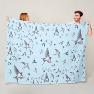 Flock of Fly Swallow Birds Illustration Fleecedecke