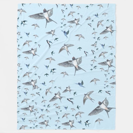 Flock of Fly Swallow Birds Illustration Fleecedecke (Vorderseite)