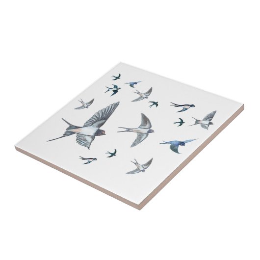 Flock of Fly Swallow Birds Illustration Fliese (Seite)