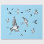 Flock of Fly Swallow Birds Illustration Geschenkpapier (Flach)
