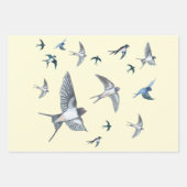 Flock of Fly Swallow Birds Illustration Geschenkpapier Set (Vorderseite 3)