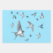 Flock of Fly Swallow Birds Illustration Geschenkpapier Set (Vorderseite 2)