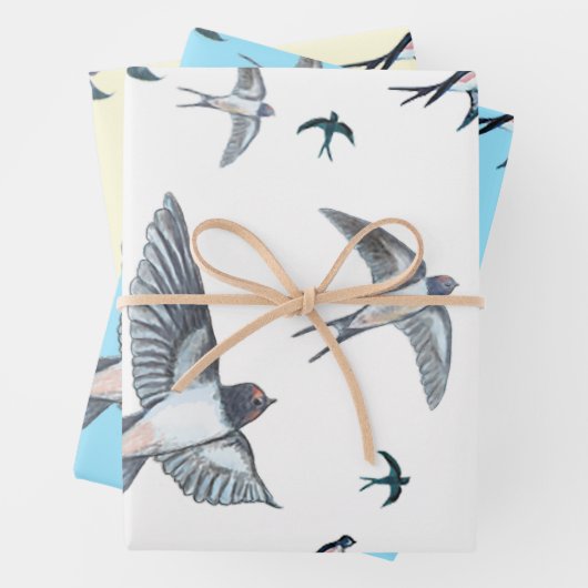 Flock of Fly Swallow Birds Illustration Geschenkpapier Set (Beispiel)