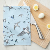 Flock of Fly Swallow Birds Illustration Geschirrtuch (Viertel Falte)