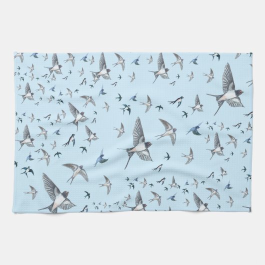 Flock of Fly Swallow Birds Illustration Geschirrtuch (Horizontal)