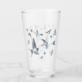 Flock of Fly Swallow Birds Illustration Glas (Rückseite)
