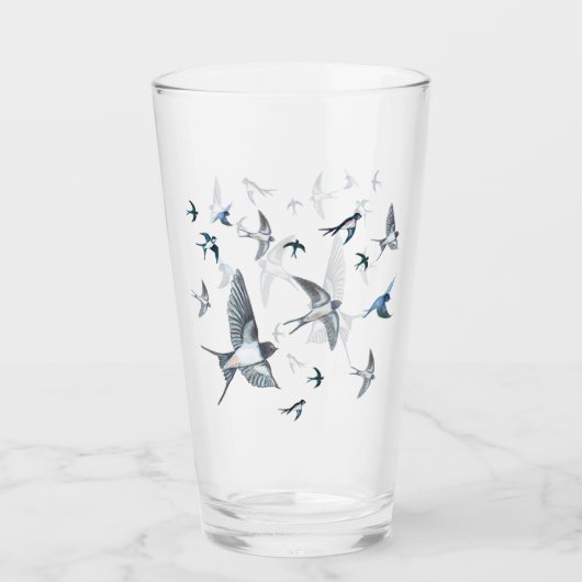 Flock of Fly Swallow Birds Illustration Glas (Vorderseite)