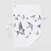 Flock of Fly Swallow Birds Illustration Golfhandtuch (Insitu)