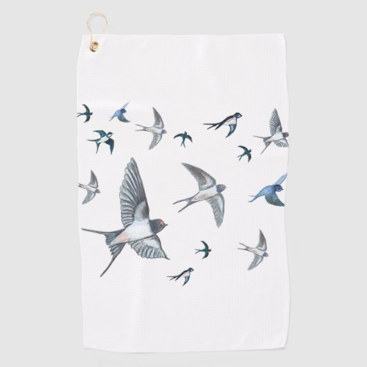 Flock of Fly Swallow Birds Illustration Golfhandtuch (Vorderseite)