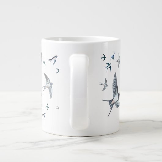 Flock of Fly Swallow Birds Illustration Jumbo-Tasse (Rückseite)