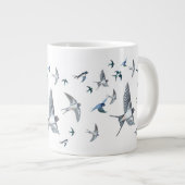 Flock of Fly Swallow Birds Illustration Jumbo-Tasse (Vorderseite Rechts)