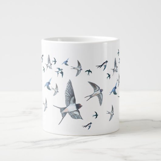 Flock of Fly Swallow Birds Illustration Jumbo-Tasse (Vorderseite)