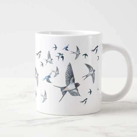Flock of Fly Swallow Birds Illustration Jumbo-Tasse (Rechts)
