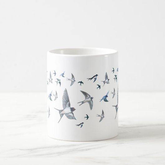Flock of Fly Swallow Birds Illustration Kaffeetasse (Mittel)