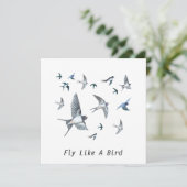 Flock of Fly Swallow Birds Illustration Karte (Stehend Vorderseite)