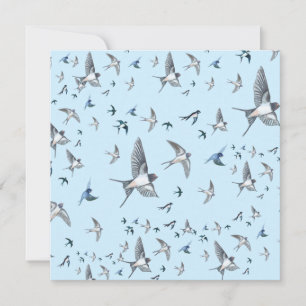 Flock of Fly Swallow Birds Illustration Karte